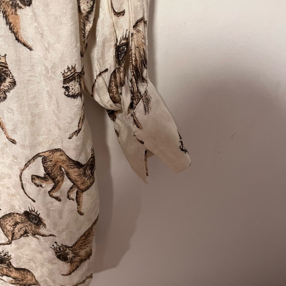 H&M Crown Monkey Print Bow Mini Dress Size 8 Animal Print - Picture 10 of 11